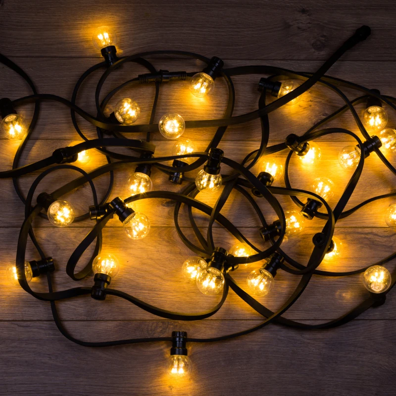 Гирлянда LED Galaxy Bulb String 10м, черный или белый КАУЧУК, 30 ламп*6 LED ТЕПЛЫЙ БЕЛЫЙ, влагостойкая IP65