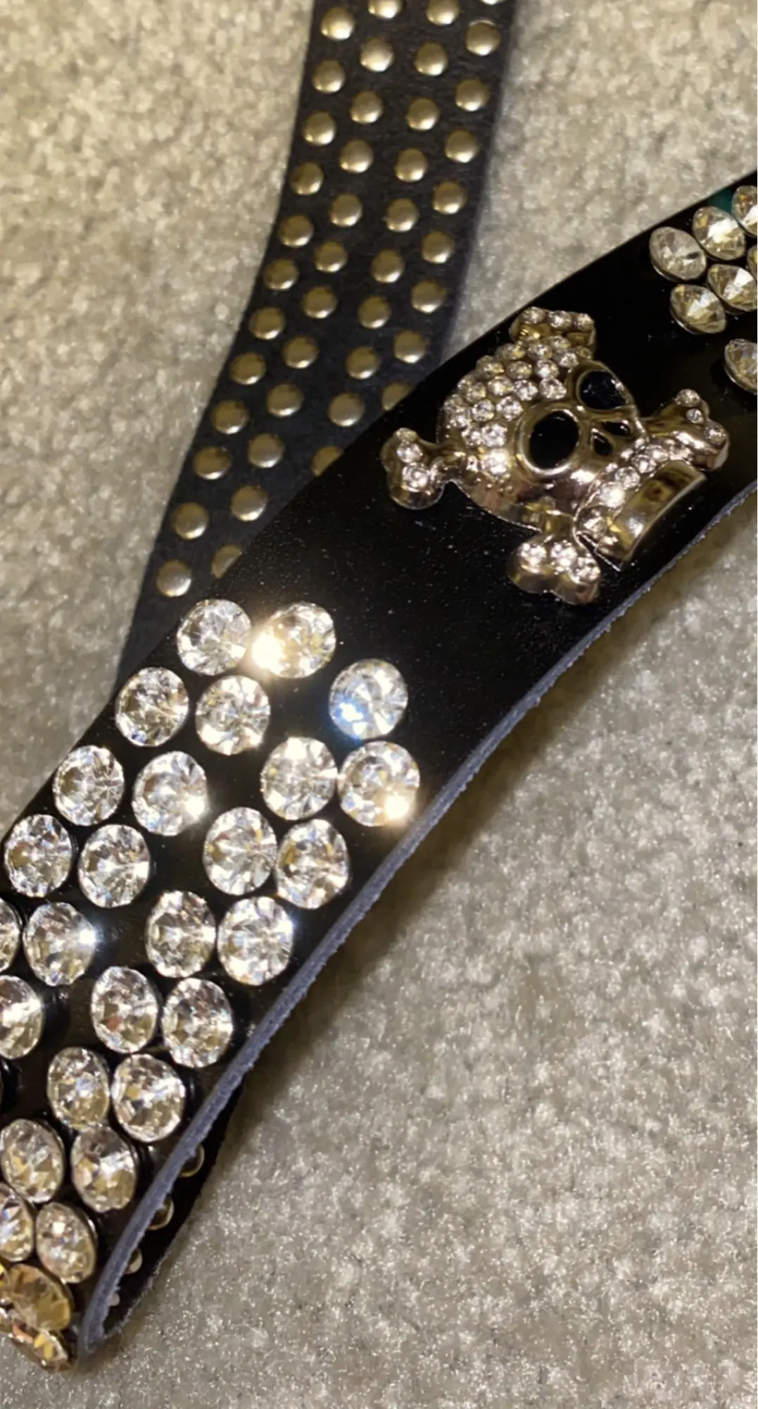 E-girl Wide Buckle Belt with Rhinestones and Skull photo review