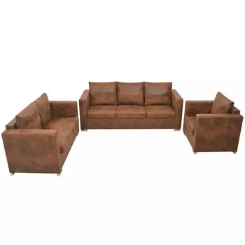 

Sofa Set 3 PCs artificial suede sofa