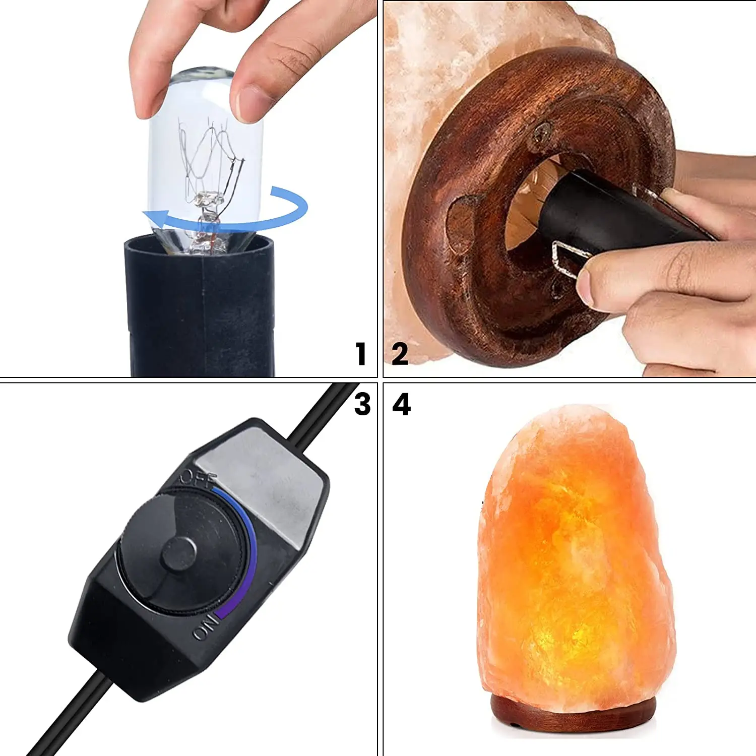 1.8M Salt Lamp Power Cord E14 Socket LED Bulb Base Holder Screw with Dimmer Switch EU Plug Lava Light Cable Home Decor