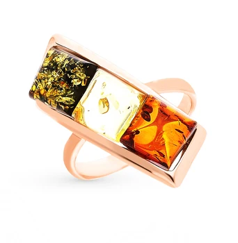 

Silver ring with amber sunlight sample 925