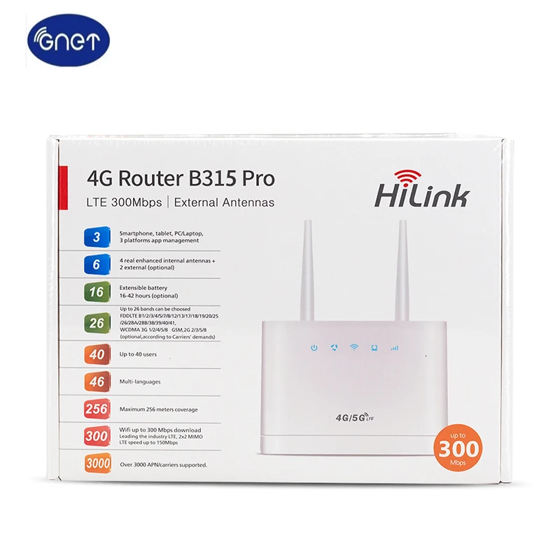 Unlocked 4G Wifi Hotspot B315 LTE 4G Sim Router Support VPN Wifi Router with Sim Card Slot PK B315s-22 B315s-608