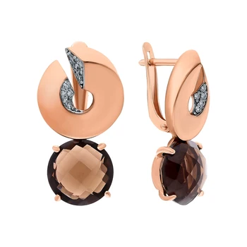 

Silver earrings with раухтопазами and cubic zirconia sunlight sample 925