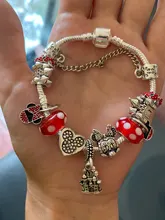 Bangles Women Charm-Bracelets Jewelry Gifts ANNAPAER Mickey Girl Trendy Minnie for Fit-Pan