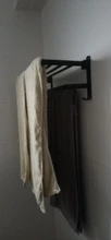 Hanger Organizer Towel-Holder Shower-Rack Bathroom-Accessories Folding Black Aluminum