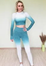 Ropa Deportiva ombré para mujer, conjunto de Yoga sin costuras, ropa de entrenamiento, conjunto deportivo para gimnasio