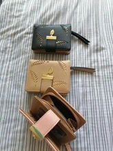 Cartera de moda para mujer, billetera corta, bolso de mano con huecos, monedero de cuero PU, tarjetero