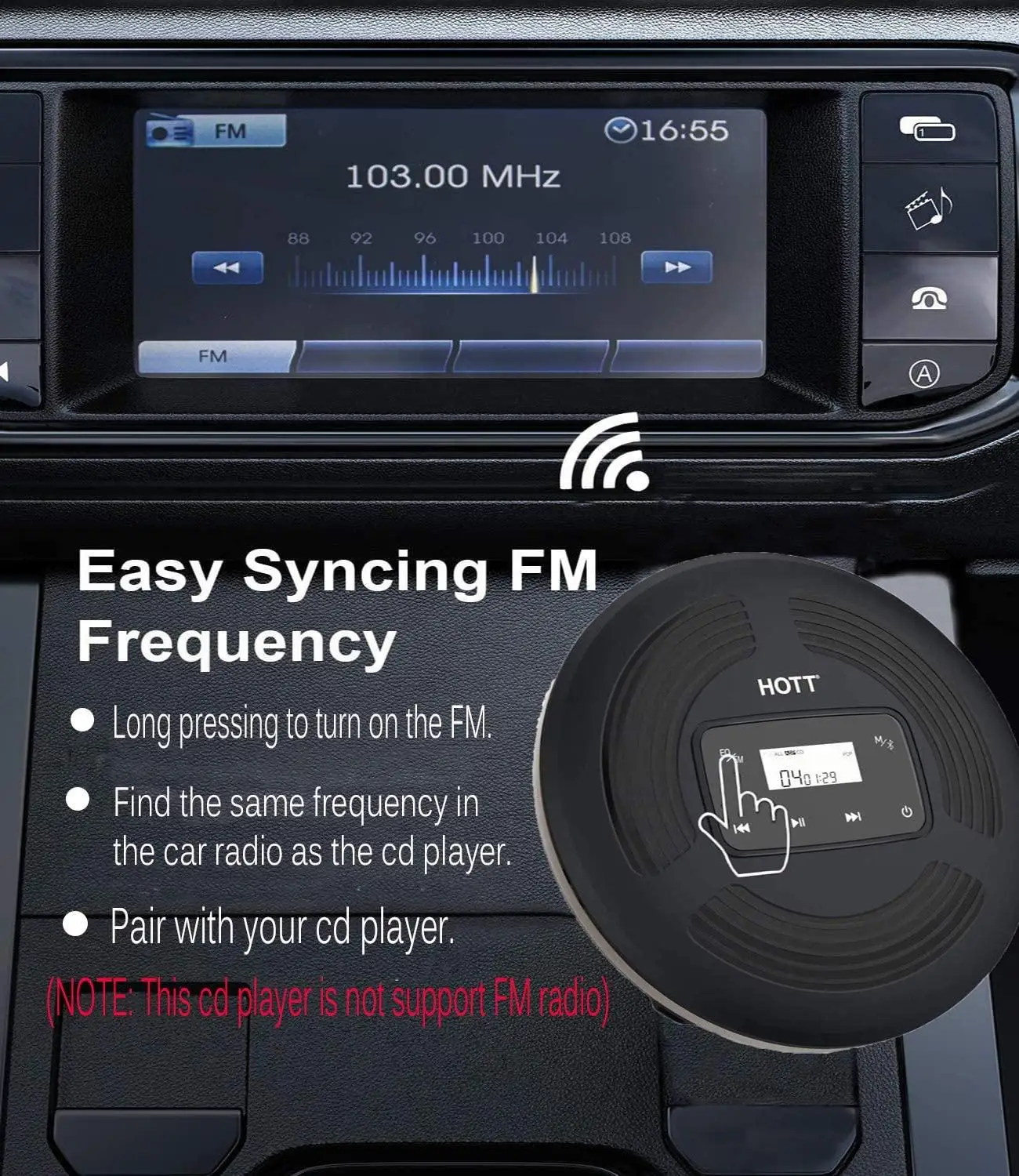 HOTT CD903TF Rechargeable Bluetooth Portable CD