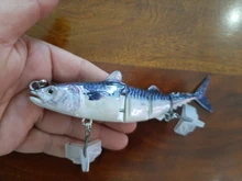 Swimbait-señuelo de atún de 4 secciones, 15cm, 31g, muestra gratis, Señuelos de pesca de lubina articulados duros para agua salada y dulce