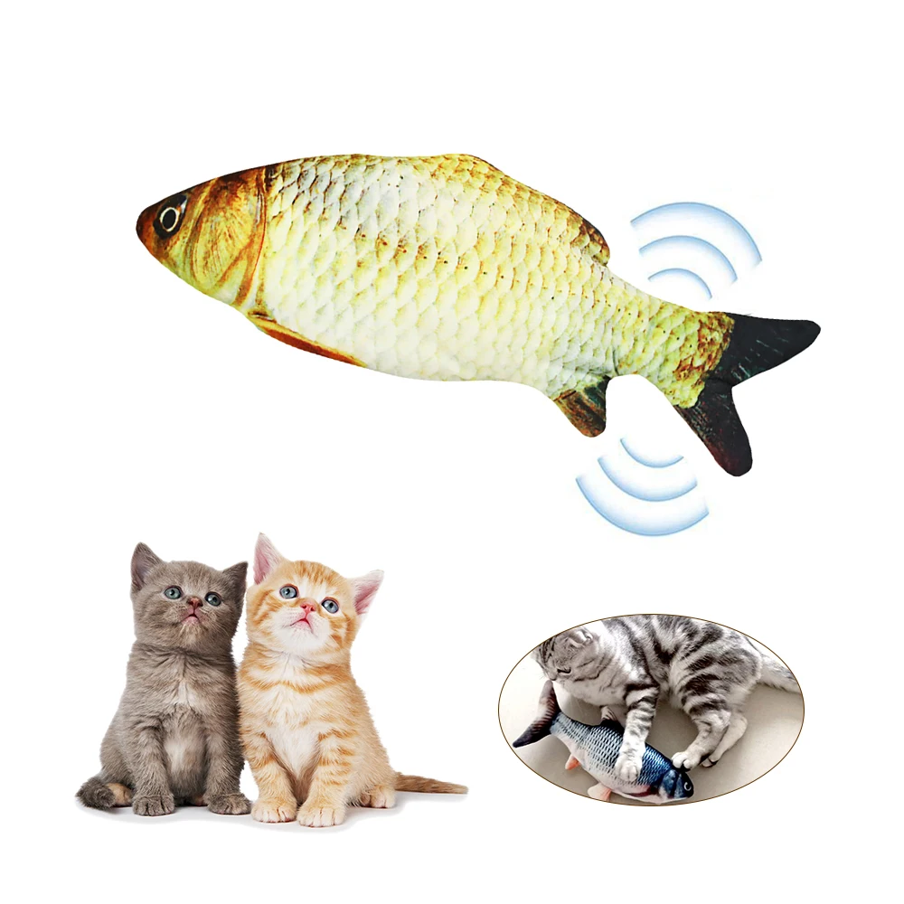 

Electric USB Charging Simulation Fish Cat Toy Funny Interactive Pets Cats Catnip Toys for Cat Kitty Kitten-Perfect for Biting