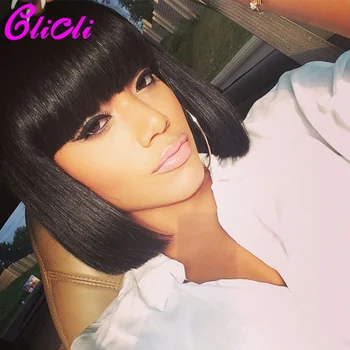 

13x4 Lace Frontal Wig Straight Short Bob Human Hair Wigs With Bang Pre Plucked Brazilian Remy Hair 4X4 Lace Closure Bob Wig 150%