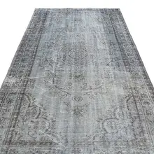 Выцветший ковер ручной работы, шерстяной ковер анатолийского дизайна, декоративный ковер серый 10140