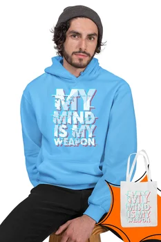 

Angemiel Wear My Mind Is My Weapon Blue Men 'S Hooded Sweatshirt Bags Kombin