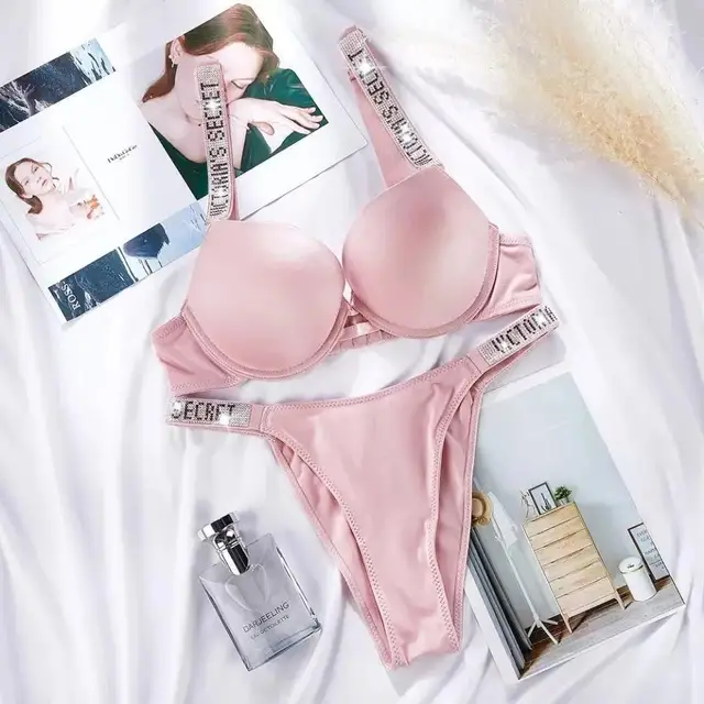 Comfort Femme Sexy Lingerie Ensemble Push Up Bra Victoria's Secret Lingerie Ensemble Femme 2 Pièces Brand Sous Vetement Femme Glossy  3
