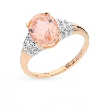 

Gold ring with morganites and cubic zirconia sunlight sample 585