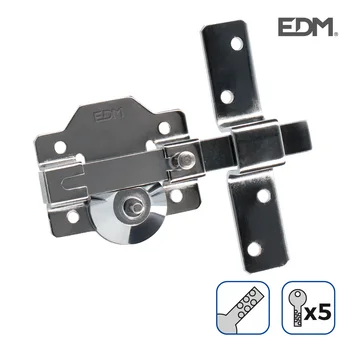 

HASP OVERLAY NICKEL WITH ROUND CYLINDER SECURITY AND LATCH OPENING EDM