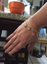 Pulseras con cadena de Color dorado multicapa para mujer, brazaletes con dije de corazón, brazaletes de cristal, novedad de 2020