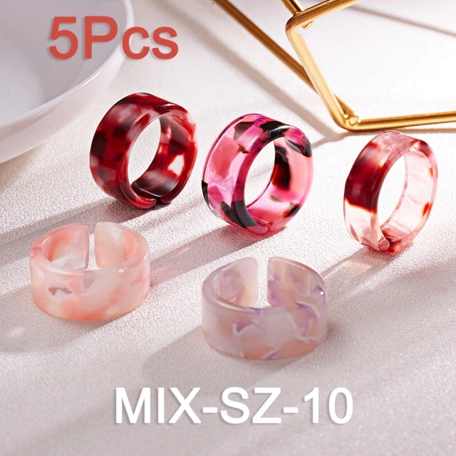 Transparent Acrylic Resin Rings for Women Korean Style Summer Sweet Cute Geometric Round Open Ring Wedding Jewelry Gift