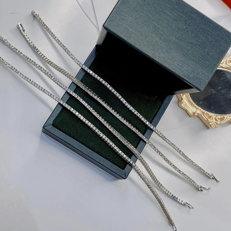 Aazuo Real 18K Solid Pure White Gold Natrual Diamonds 2.0ct Classic Tennis Bracelets For Woman Upscale Trendy  Engagement Party