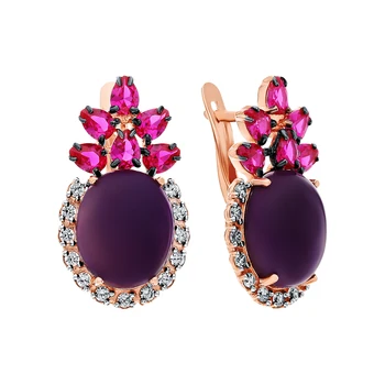 

Gold earrings with rubies, amethyst and cubic zirconia sunlight sample 585