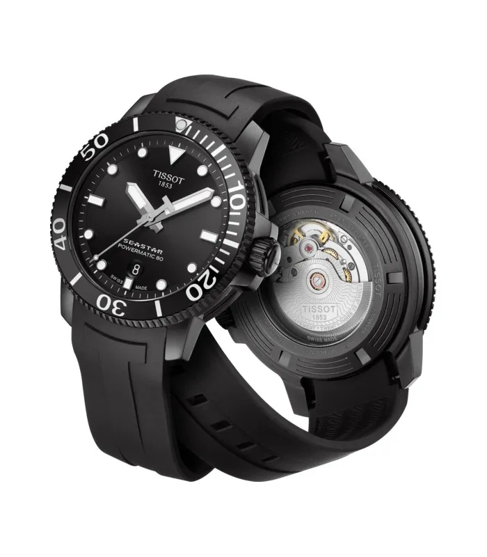 Tissot часы Seastar 1000 Powermatic 80 Автоматическая Нержавеющая сталь Черный T120.407.37.051.00
