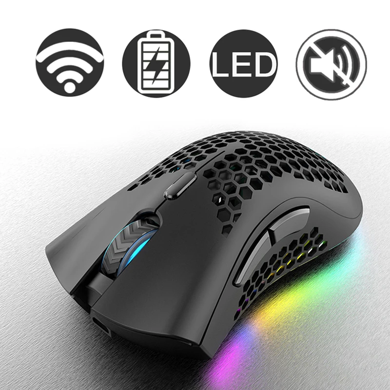 sem Fio do Rato Luz Rgb Favo de Mel Jogo do Rato Recarregável Usb Desktop Computadores Computador Portátil Aouse Ratos Gamer 2023 Bonito 2.4g - Imagem 2