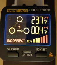 ANENG AC11 Digital inteligente Socket Tester de prueba de tensión Detector de enchufes/US/UK/EU/AU enchufe cero línea fase comprobar Rcd NCV prueba