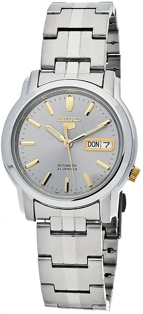 Men's automatic watch Seiko 5 SNKK67K1 dial gray strap steel|Mechanical  Watches| - AliExpress