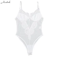 Сексуальное женское с V-образным кружевом прозрачное боди комбинезон на тонких бретелях с открытой спиной летний купальник