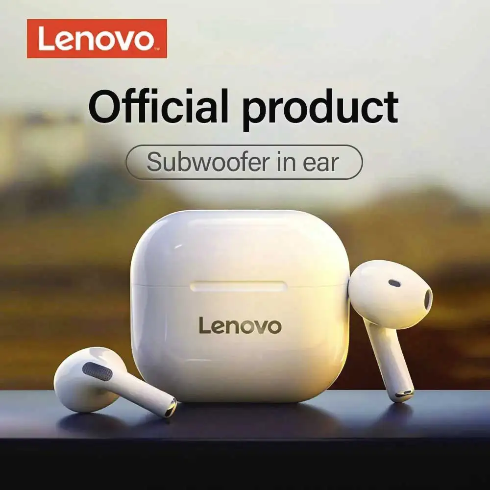 Lenovo Headset True Wireless Earbuds Noise Cancelling Bluetooth5.0 Headphones with Mics Touch Control Bass Sound in-Ear Earphone |