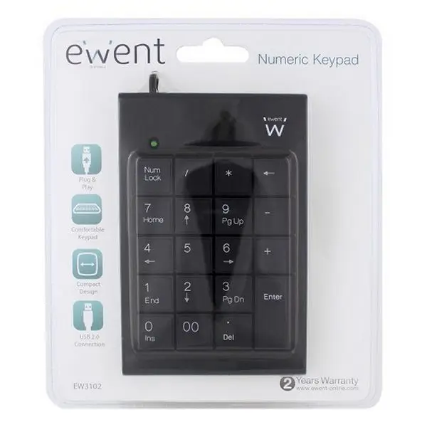 19-клавишная клавиатура Ewent EW3102 черный