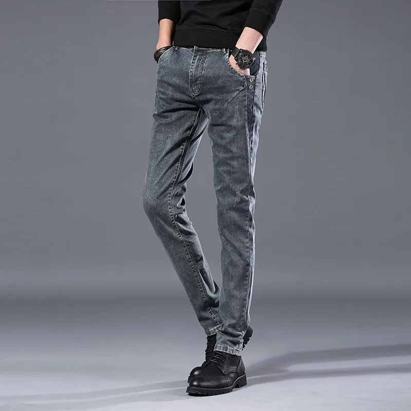 2022 Spring and Autumn New Men's Fashion Casual Pure Color Jeans Classic Stretch Slim Men's Cotton High Quality Jeans 28-36 skinny fit jeans