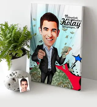 

Personalized Mr Banker Cartoon Canvas Table (30x50 cm.) 2