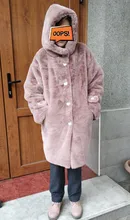 Coat Hooded Long-Fur-Coat Faux-Rabbit-Fur Winter Women Thick New Warm Loose Female Large-Size