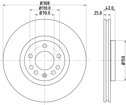 Диск тормозной передн. ZAFIRA ASTRA Convertible(TS) ASTRA Cabri