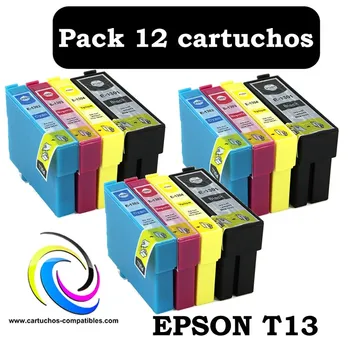 

Epson T13 Pack 12 compatible SX525WD SX535WD SX620FW WF3010DW WF3520DWF WF3530DTWF WF3540DWTF WF7015 WF7515 WF7525 WF525 WF630