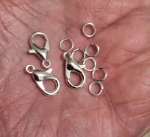 50 Uds. De cierres de langosta de Metal, 10, 12 y 14mm, ganchos con anillos de salto, conectores de corchetes de Color dorado, accesorios para collar, fabricación de joyas
