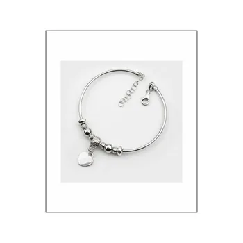 

Silver Cane bracelet Heart Pendant Beading LARRÉ SILVER