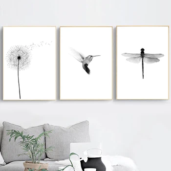 

Botanical Illustration Dandelion Minimalist Posters and Prints Scandinavian Art Canvas Painting Nordic Nature Picture Home Decor