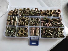 Tuercas de inserción de madera, cabezal hexagonal con brida, M4, M6, M8, M10, rosca de Zinc, surtido de 230 Uds.
