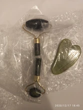 Rodillo masajeador Facial de Guasha Junta doble cabezas de remodelación de cara de elevación masajeador Natural Jade piedra cuello delgado herramienta de cuidado