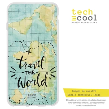 

FunnyTech®Silicone Case for Motorola One Vision L World Map watercolor Travel the world