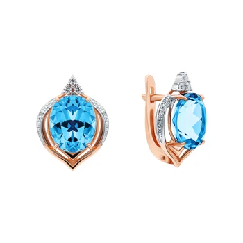 

Gold earrings with Topaz and cubic zirconia sunlight sample 585