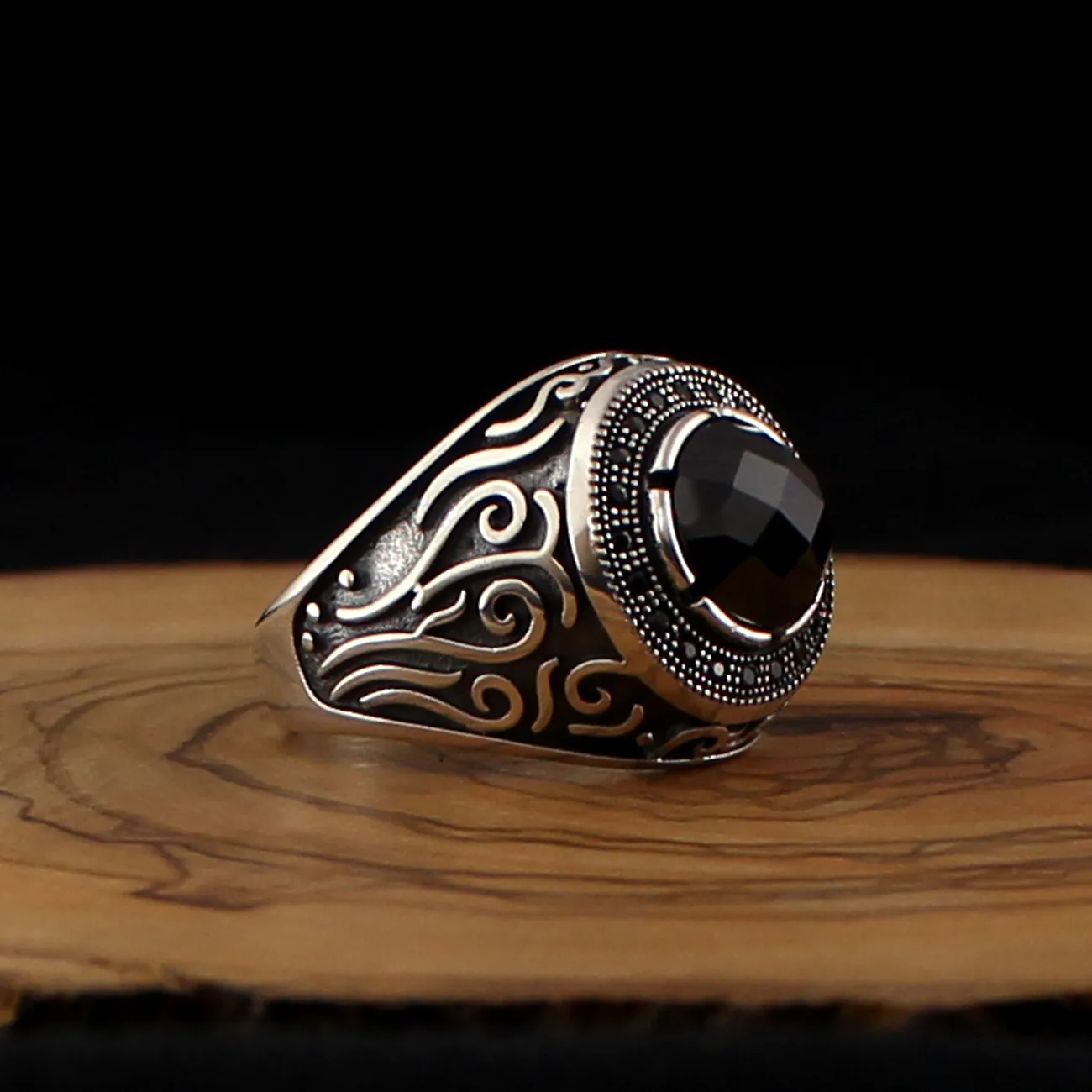 

925 Sterling Silver Ring for Men Black Zircon Agate Onyx Stone Jewelry fashion vintage Gift Mens Rings All Size Made in Turkey