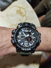 Smael Relojes Deportivos de Marca para Hombre con Doble Pantalla Analógica Digital Led Relojes de Pulsera de Cuarzo Electrónicos Reloj Militar de Natación Impermeable