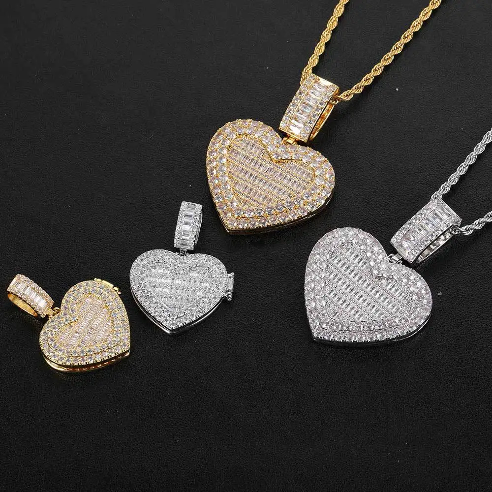 Custom Heart Photo Necklace Folding Locket with Pictures Personalised Miss You Gift for Girlfriend/Wife/Mother/Mom
