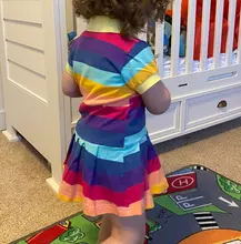 Vestido de primavera-verano de unicornio con cuello vuelto, moda para niñas pequeñas