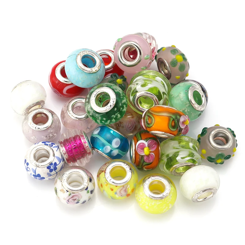 10Pcs/bag European Handmade Glass Beads Large Holes Spacer