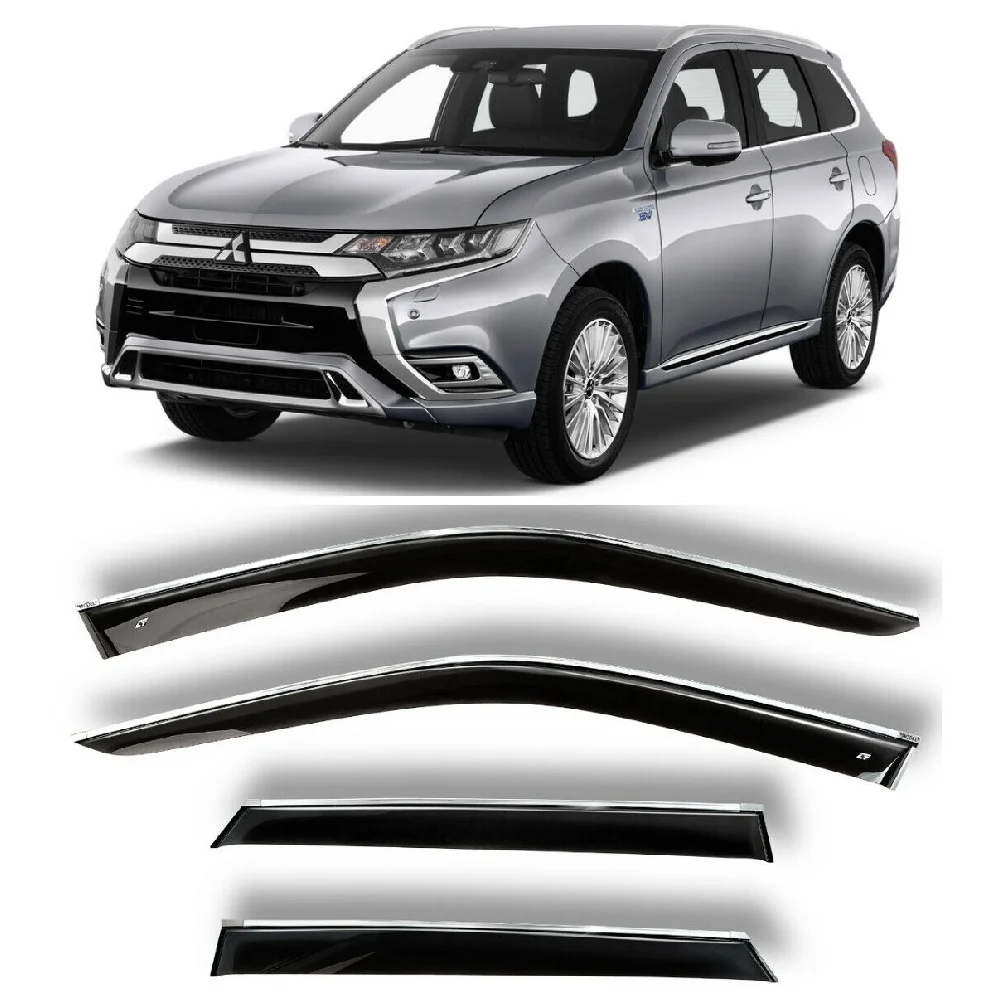 Дефлекторы окон хром полоска молдинг Cobra Tuning M43712CR на авто Mitsubishi Outlander 2012-