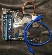 CHIPAL-Tarjeta elevadora PCI-E VER008S, extensor de adaptador PCI Express 1x a 16x, Cable USB 0,6 de 3,0 M, SATA, 4 pines, 6 pines de potencia para minería GPU